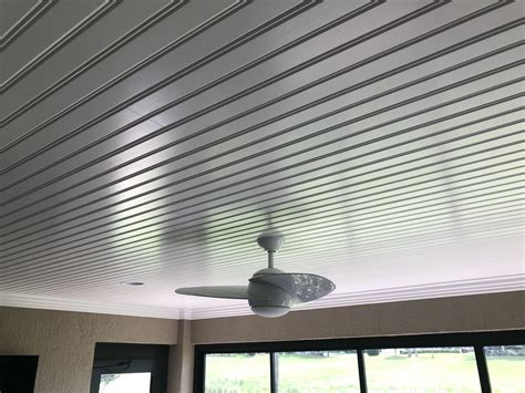 gray beadboard ceiling